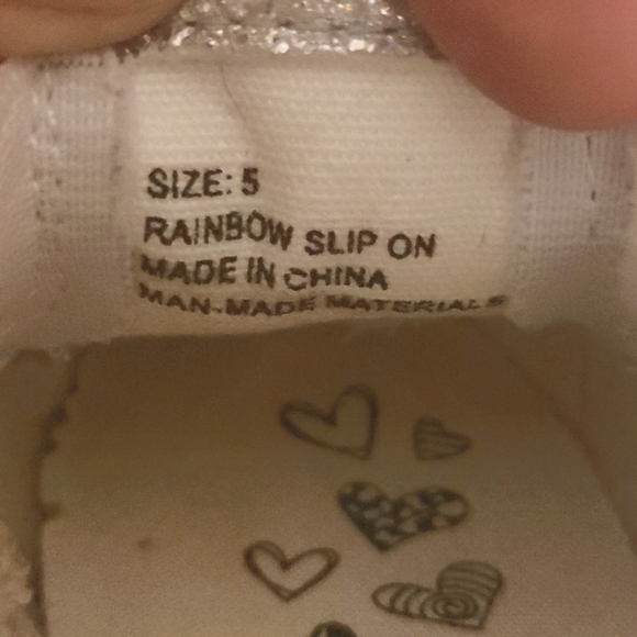 Olive & Edie Rainbow Slip-on Sneakers Girls Size 5 Glitterly Silver Pink Yellow - Picture 8 of 10